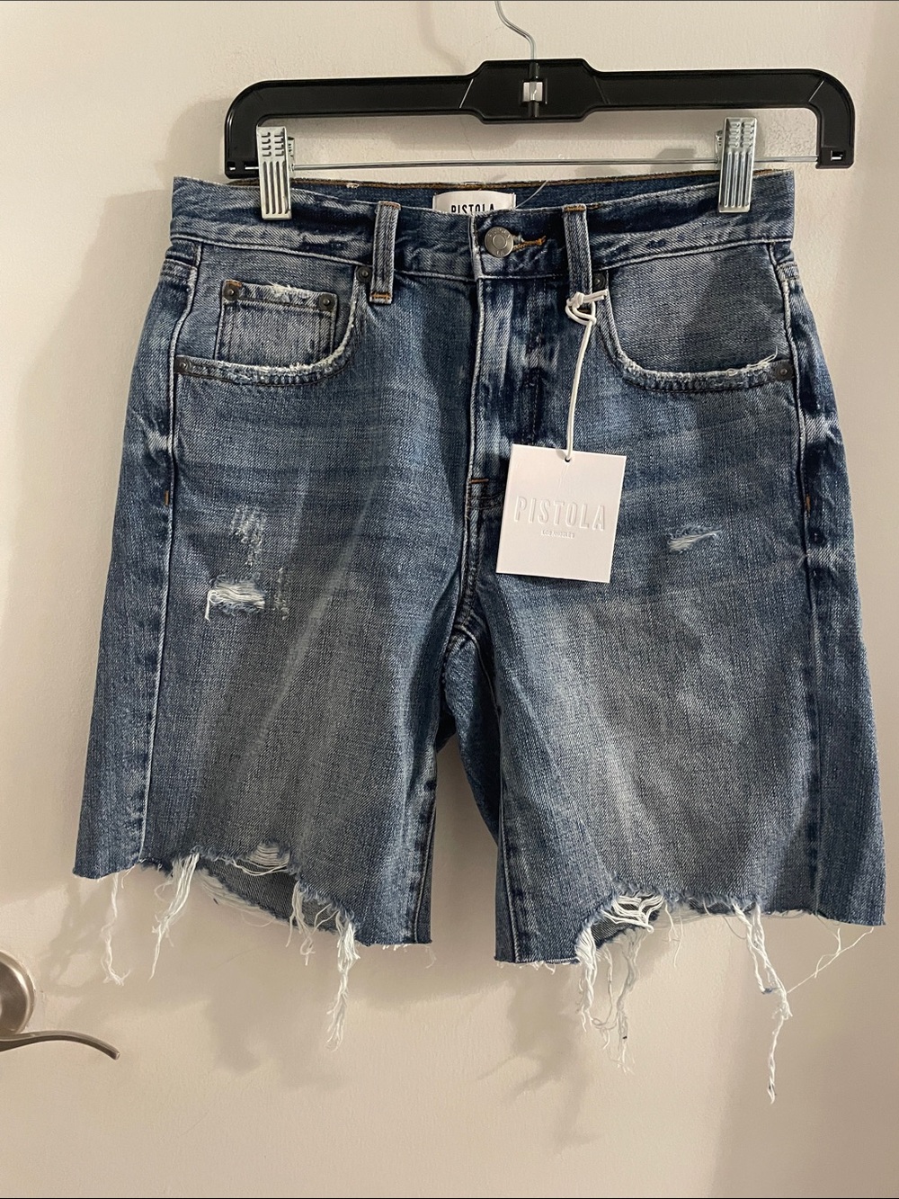 NWT Pistola Size 24 Kelly 90s Skater Florence denim blue distressed Shorts $118